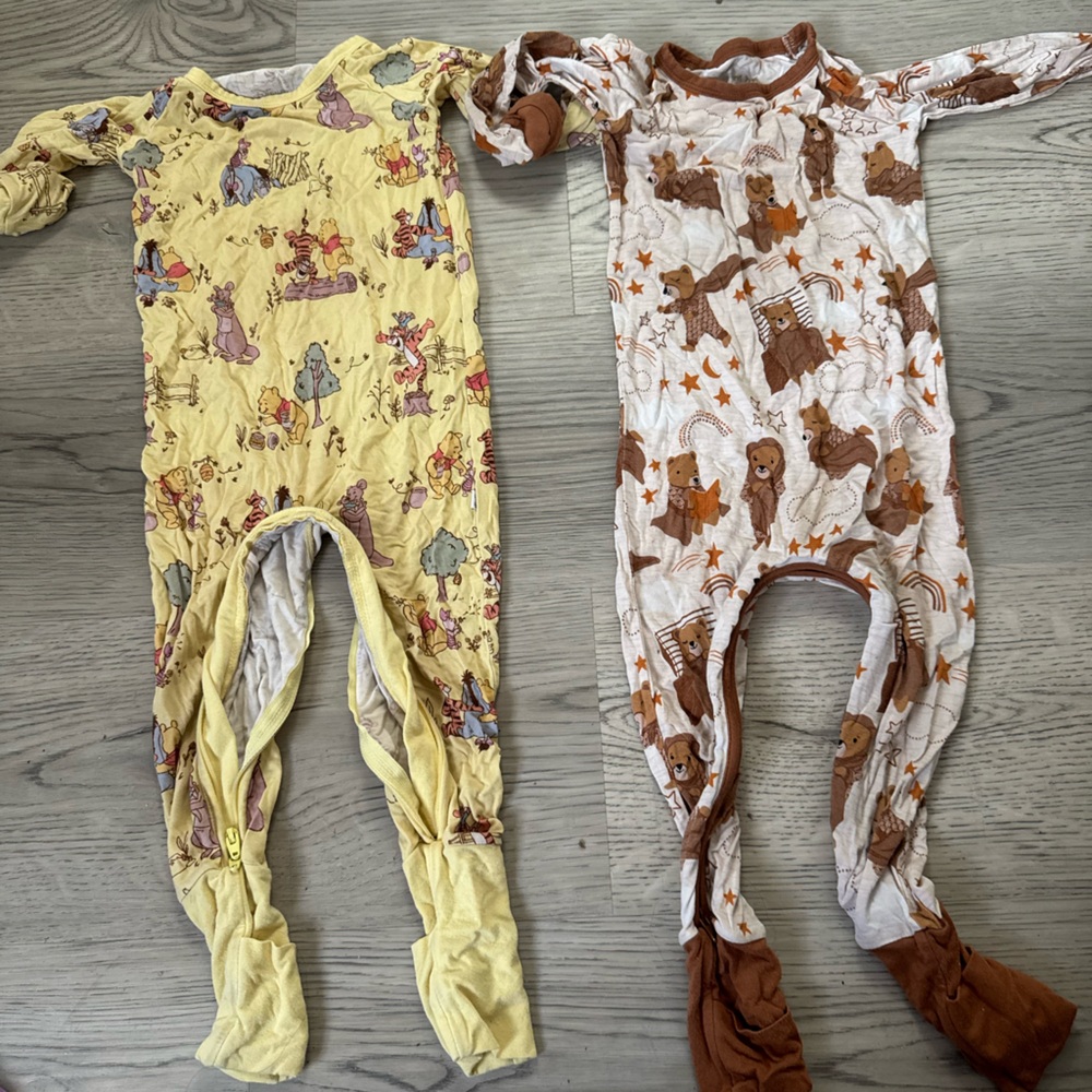 Little Sleepies Yellow and Brown Animal Print Pajama Set